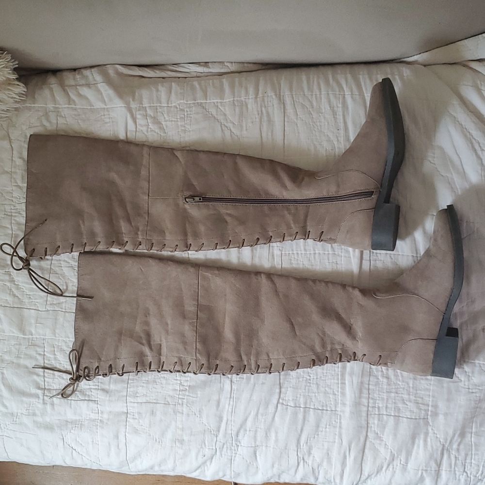 Stylish Over the Knee Boots in Taupe